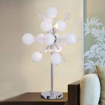 Stolová lampa Explosion v bielej/chrómovej farbe