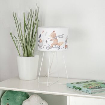 Stolová lampa Ferdi Kids, textil, kov, biela, farebná