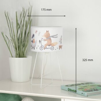 Stolová lampa Ferdi Kids, textil, kov, biela, farebná
