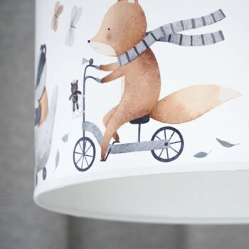 Stolová lampa Ferdi Kids, textil, kov, biela, farebná