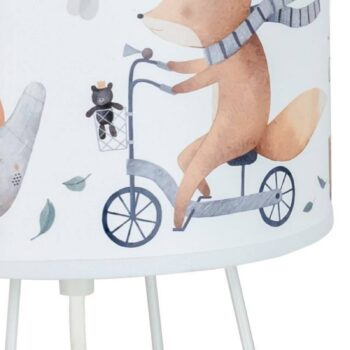Stolová lampa Ferdi Kids, textil, kov, biela, farebná
