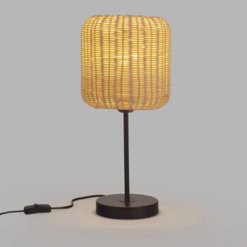 Stolová lampa Forlight Cortic, svetlohnedá, ratan, výška 41,5 cm
