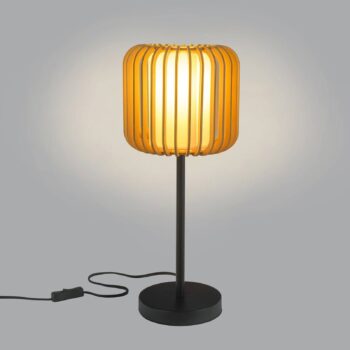 Stolová lampa Forlight Viva, svetlohnedá, drevo/kov, výška 49 cm