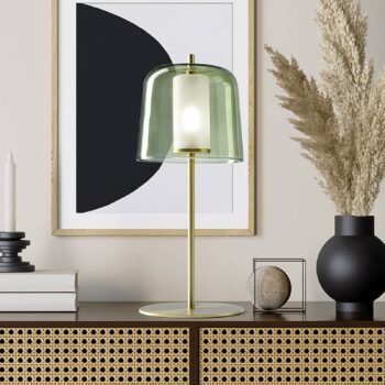 Stolová lampa Frida, zlatá, tienidlo zelená