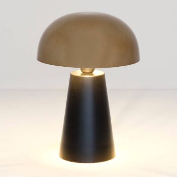 Stolová lampa Fungo, vyžarujúca nadol čierna/zlatá
