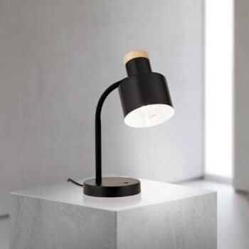 Stolová lampa Gili, čierna matná, oceľ, výška 35 cm, E27
