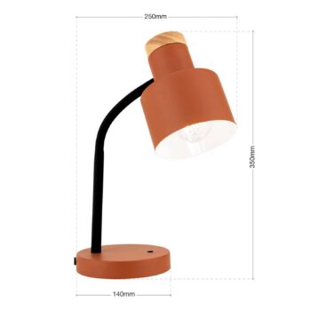 Stolová lampa Gili, koralovo červená, oceľ, výška 35 cm, E27