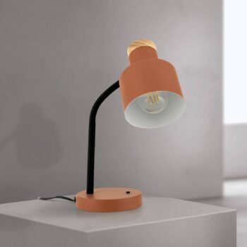 Stolová lampa Gili, koralovo červená, oceľ, výška 35 cm, E27