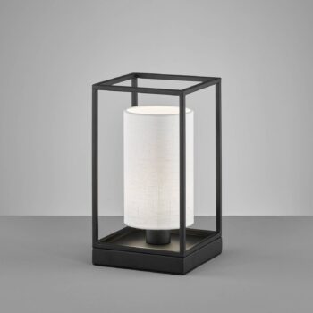 Stolová lampa Gilli, čierna/biela, ľan, kov, výška 29 cm