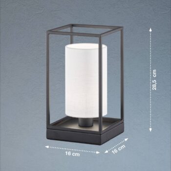 Stolová lampa Gilli, čierna/biela, ľan, kov, výška 29 cm