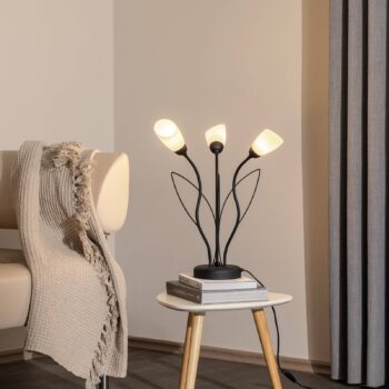 Stolová lampa Gloriosa, čierna, sklo, 3-pl