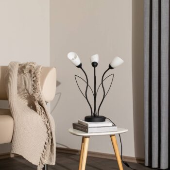 Stolová lampa Gloriosa, čierna, sklo, 3-pl
