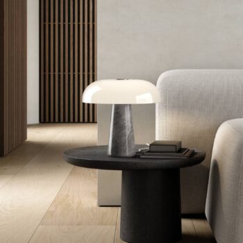 Stolová lampa Glossy, sivá/opálová biela