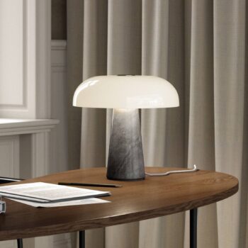 Stolová lampa Glossy, sivá/opálová biela