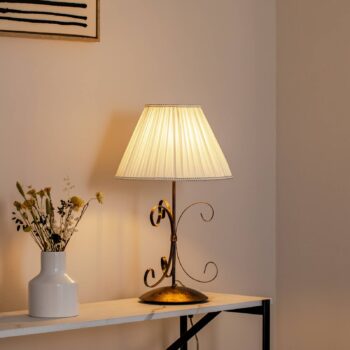 Stolová lampa Grande Odino, 1-pl., bronzová, textil
