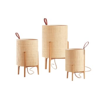 Stolová lampa Greta, prírodné vlákno/dub, výška 58 cm