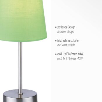 Stolová lampa Heinrich so zeleným textilným tienidlom