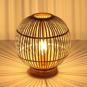 Stolová lampa Hildegard z bambusu, Ø 30 cm