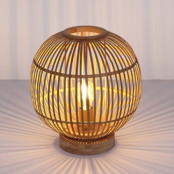 Stolová lampa Hildegard z bambusu, Ø 30 cm
