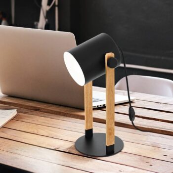 Stolová lampa Hornwood, výška 42 cm, čierna/hnedá, oceľ