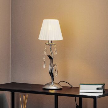 Stolová lampa Jacqueline, 1-plameňová, biela