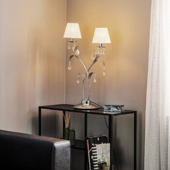 Stolová lampa Jacqueline, 2-plameňová, biela
