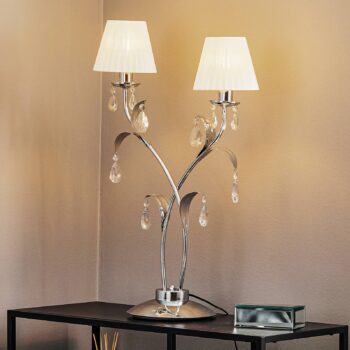 Stolová lampa Jacqueline, 2-plameňová, biela