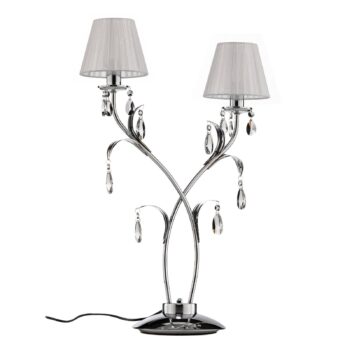 Stolová lampa Jacqueline, 2-plameňová, biela