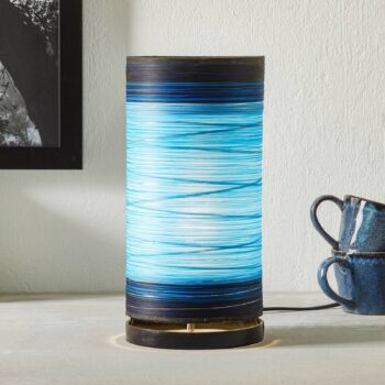 Stolová lampa Julie ovinutá vláknami, modrá