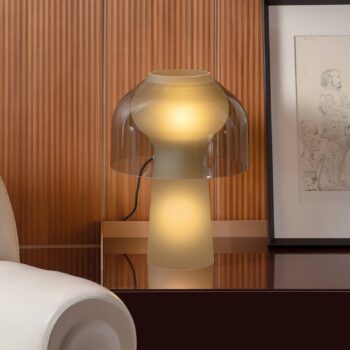 Stolová lampa Karman Lilly, dymovo sivá, výška 48 cm, sklo