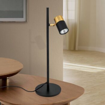Stolová lampa Kevin, otočný reflektor čierna/zlatá