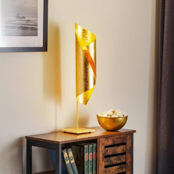 Stolová lampa Knikerboker Hué so zlatými listami, výška 70 cm