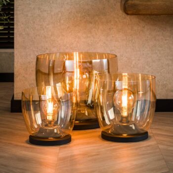 Stolová lampa Kopje, výška 41 cm, jantár, sklo, E27