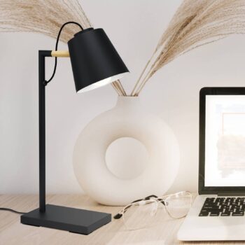 Stolová lampa Lacey, výška 48,5 cm, čierna, oceľ