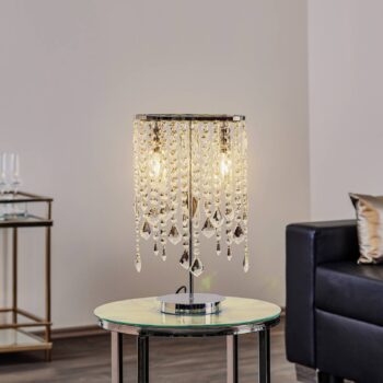 Stolová lampa Laila s kryštálovým závesom 2-plameňové