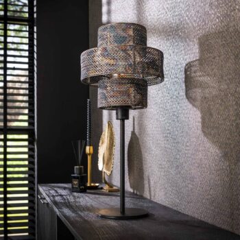 Stolová lampa Lantern, čierna/vypaľovaná, výška 58 cm, kov