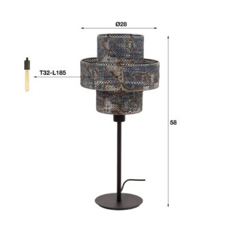 Stolová lampa Lantern, čierna/vypaľovaná, výška 58 cm, kov