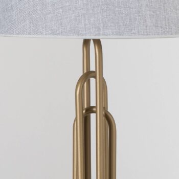Stolová lampa Lazar, sivá/zlatá antik, výška 65 cm, textil/kov