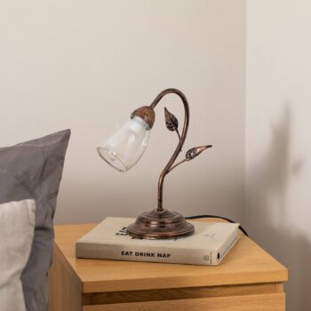Stolová lampa Liliana, 1-plameňová, čierna, červenozlatá, kov