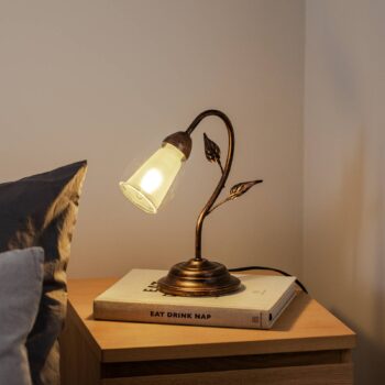 Stolová lampa Liliana, 1-plameňová, čierna, červenozlatá, kov