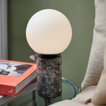 Stolová lampa Lilly Marble, tmavosivá, sklo, mramor, výška 29 cm