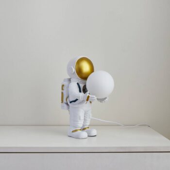 Stolová lampa Lindby Kosmo, biela/zlatá, keramika, sklo