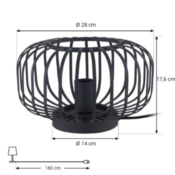 Stolová lampa Lindby Krish v čiernej farbe so vzhľadom klietky