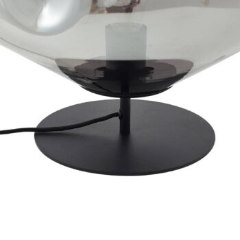 Stolová lampa Lindby Lelia, dymovo sivá, sklo, kov, Ø 35 cm
