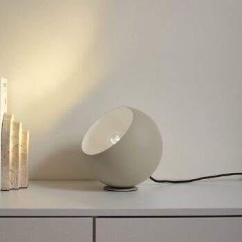 Stolová lampa Lindby Solomia, béžová, železo, Ø 20 cm