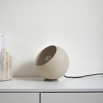 Stolová lampa Lindby Solomia, béžová, železo, Ø 20 cm