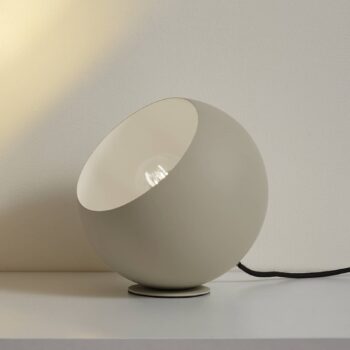 Stolová lampa Lindby Solomia, béžová, železo, Ø 20 cm