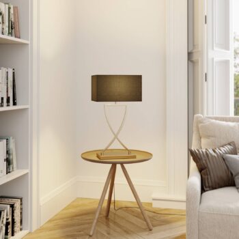 Stolová lampa Lucande Evaine, mosadz/čierna, 66 cm, E27