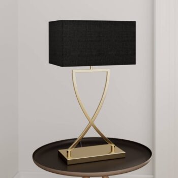 Stolová lampa Lucande Evaine, mosadz/čierna, 66 cm, E27