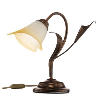 Stolová lampa Lucrezia v bronzovej farbe s tienidlom v tvare kvetu